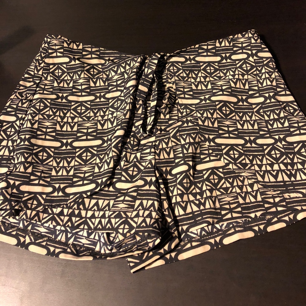 Tribal Aztec print silk wrap shorts